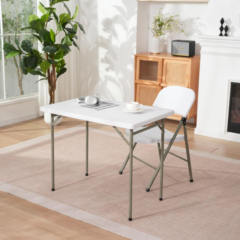 GlowitLian folding table with steel legs delivers stability during gatherings.