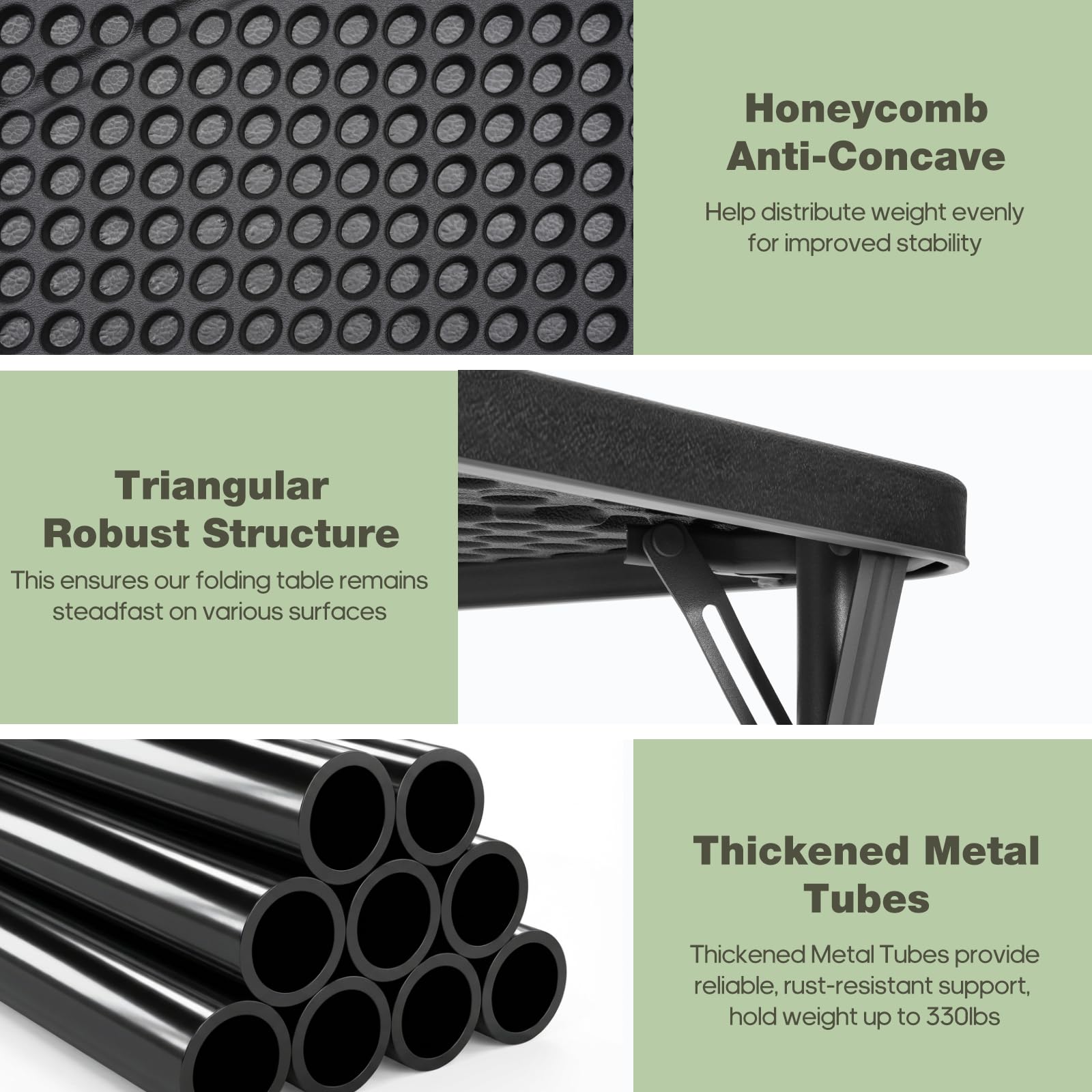 GlowitLian triangular steel legs provide wobble-free stability.