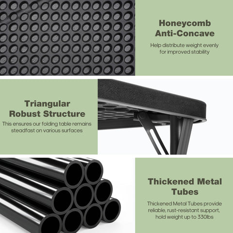 GlowitLian triangular steel legs provide wobble-free stability.