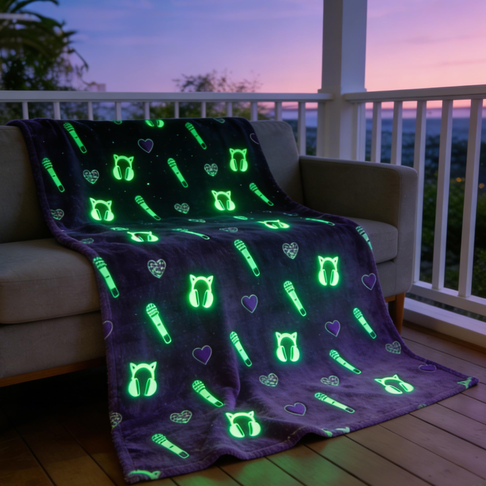 Glowvibe K-Pop fan blanket highlights vibrant motifs for dorm styling.