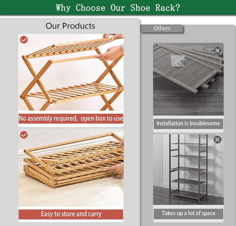 Glsety bamboo rack features slatted design promoting airflow.