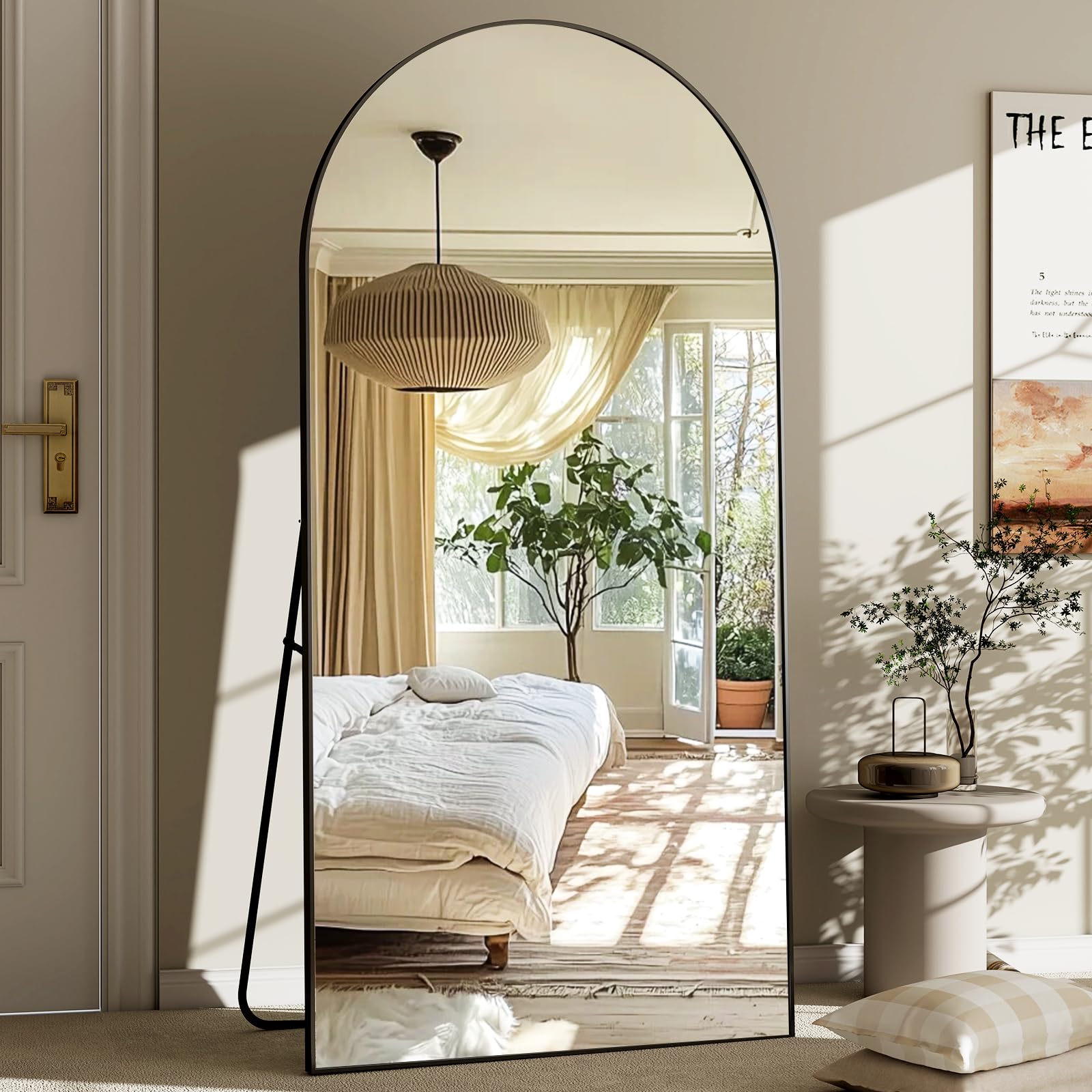 GLSLAND 30x71 arched full-length mirror provides a tall, head-to-toe reflection.