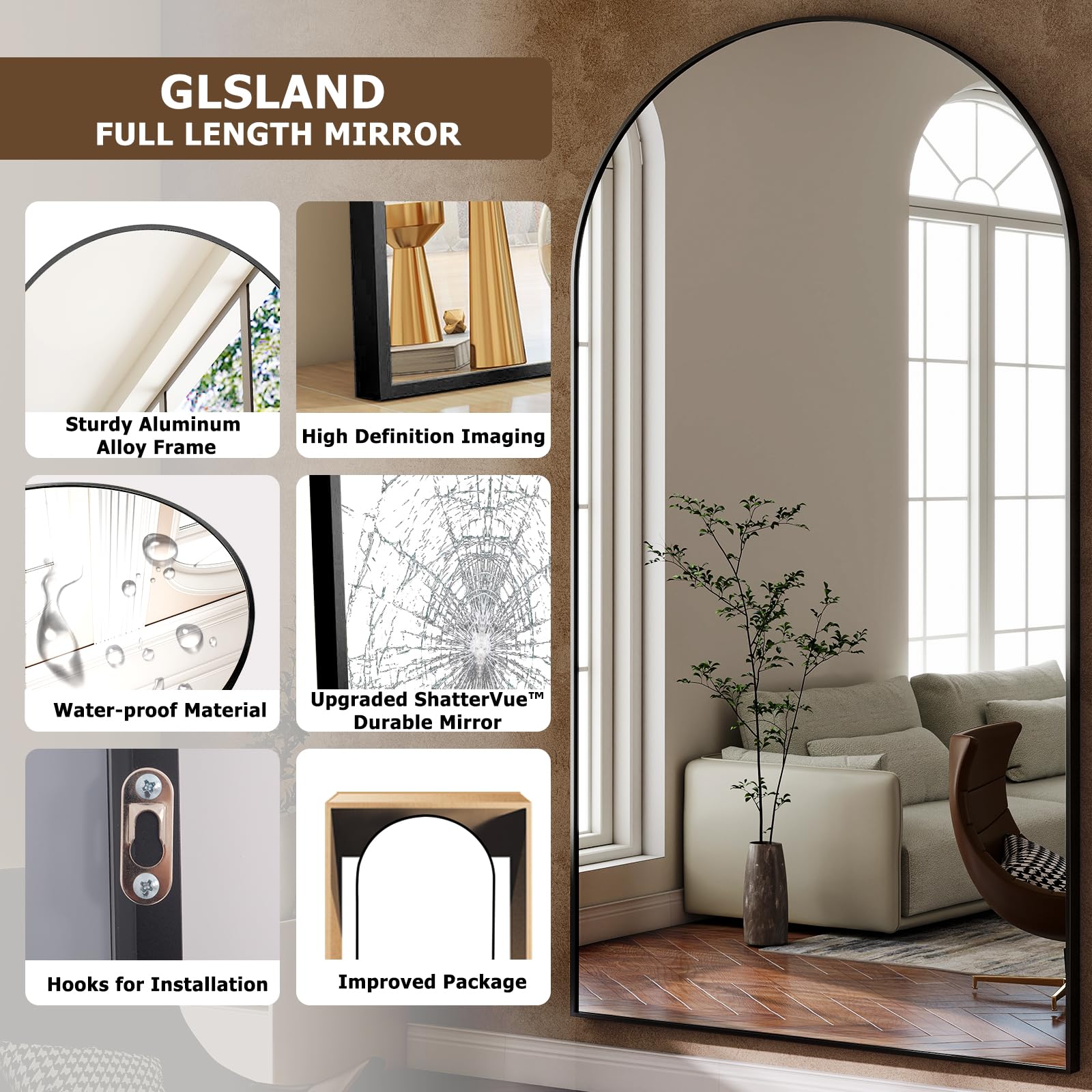 GLSLAND frameless design suits modern interiors with a spacious feel.