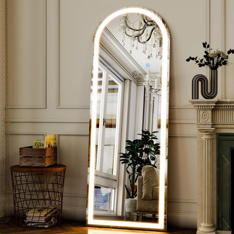 GLSLAND freestanding mirror setup shown with included stand for flexible placement.
