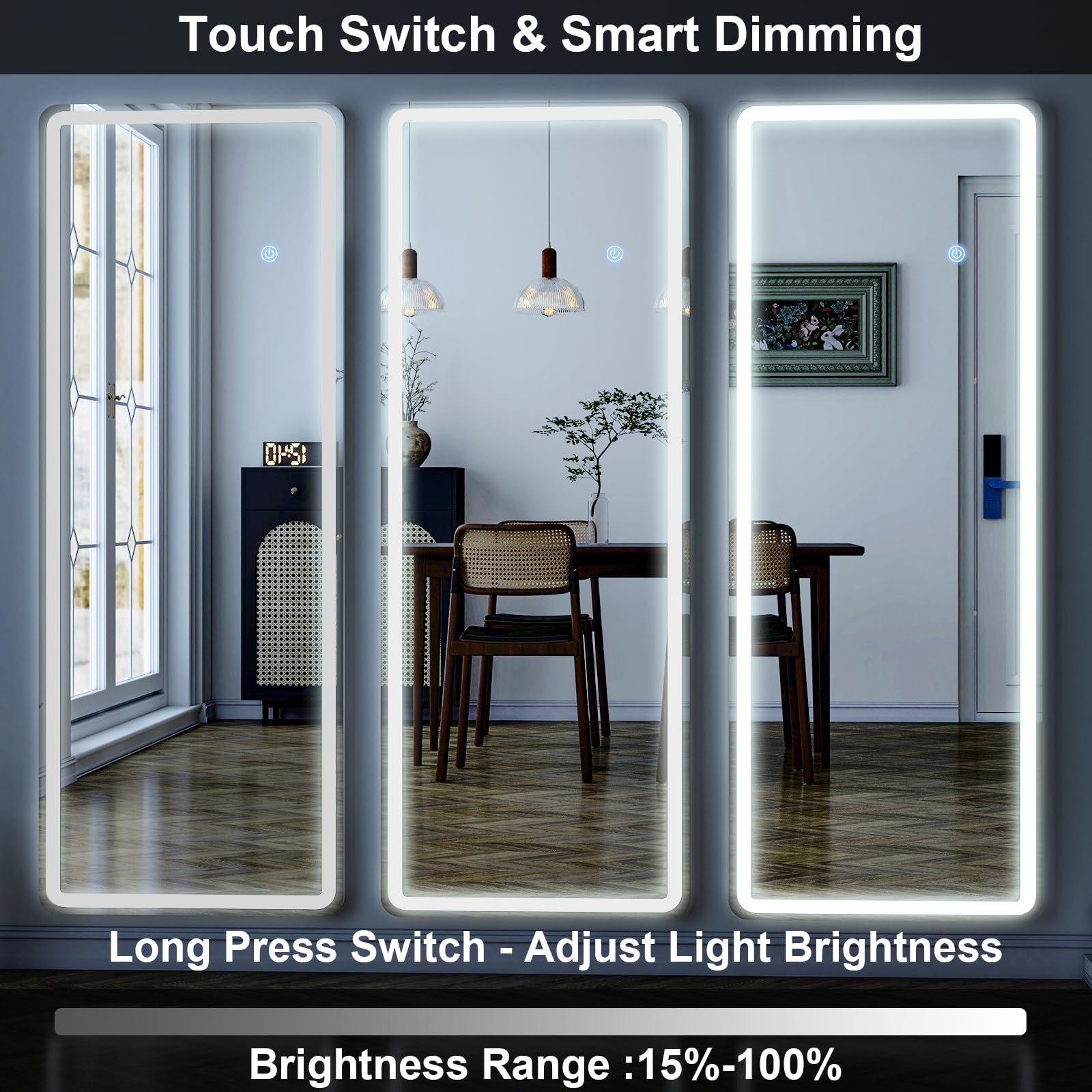 GLSLAND mirror with dimmable brightness for makeup and skincare routines