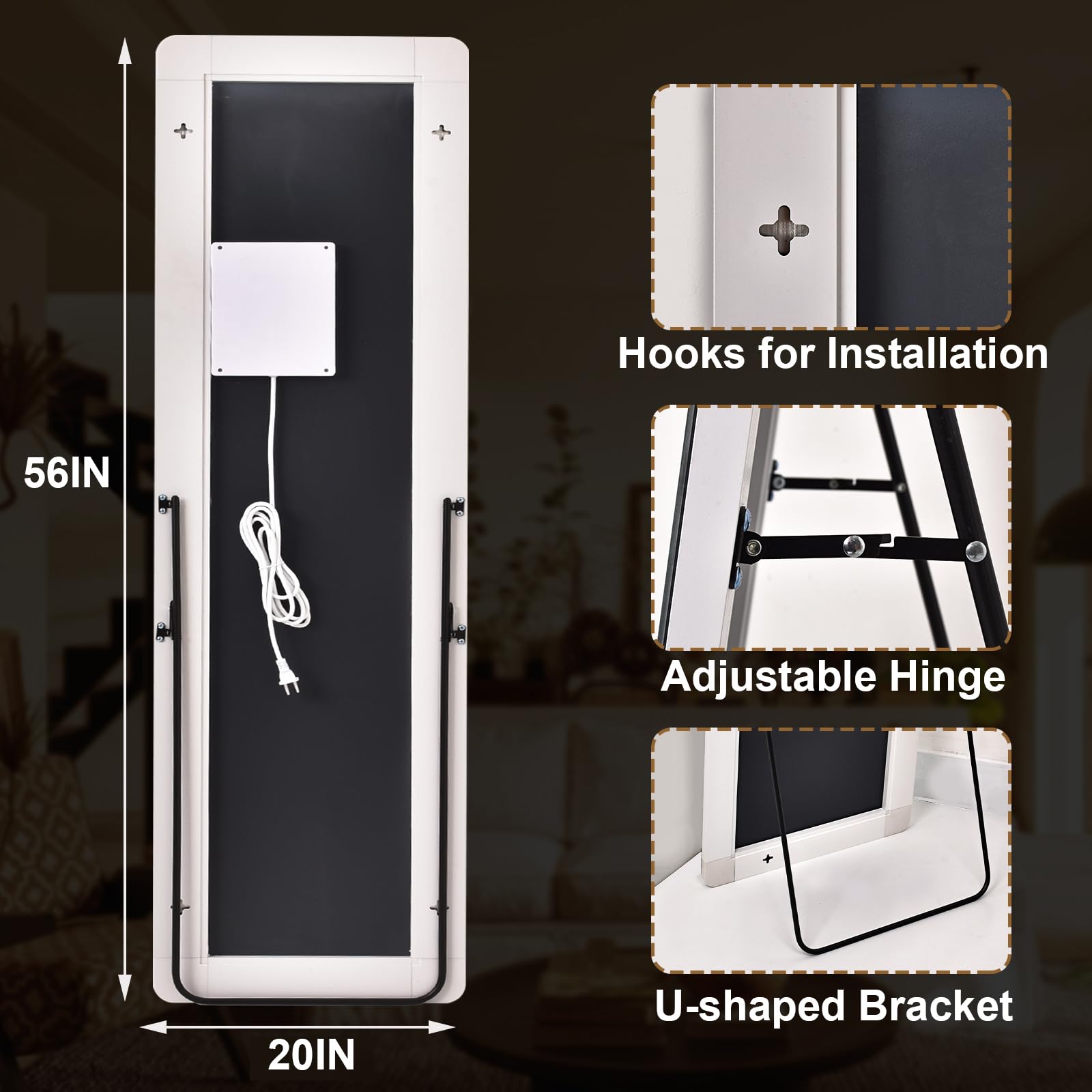 GLSLAND mirror can be wall-mounted or floor-standing for flexible placement