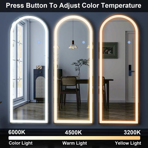 GLSLAND smart touch control mirror with memory recalls last lighting setting.