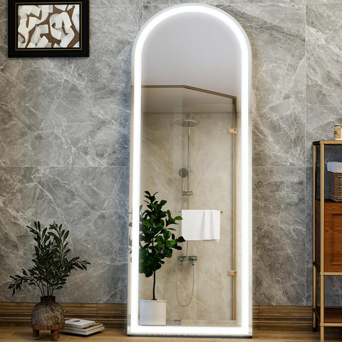 GLSLAND wall-mounted or freestanding mirror shown in a compact room setup for versatility.