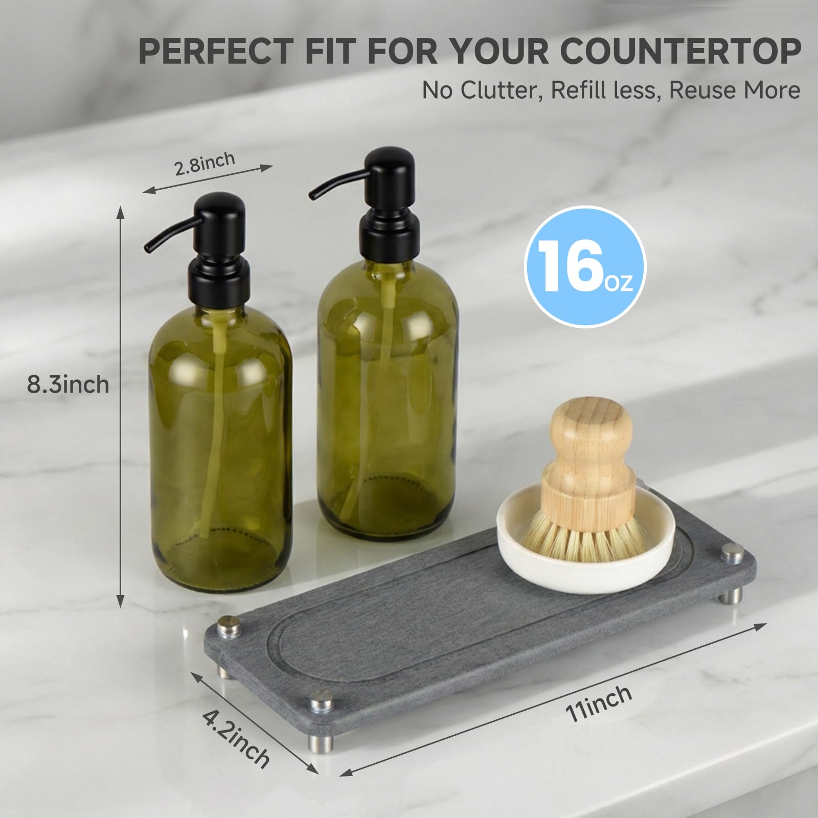 glumzrk bamboo dish brush ceramic holder pairs natural materials with tidy organization