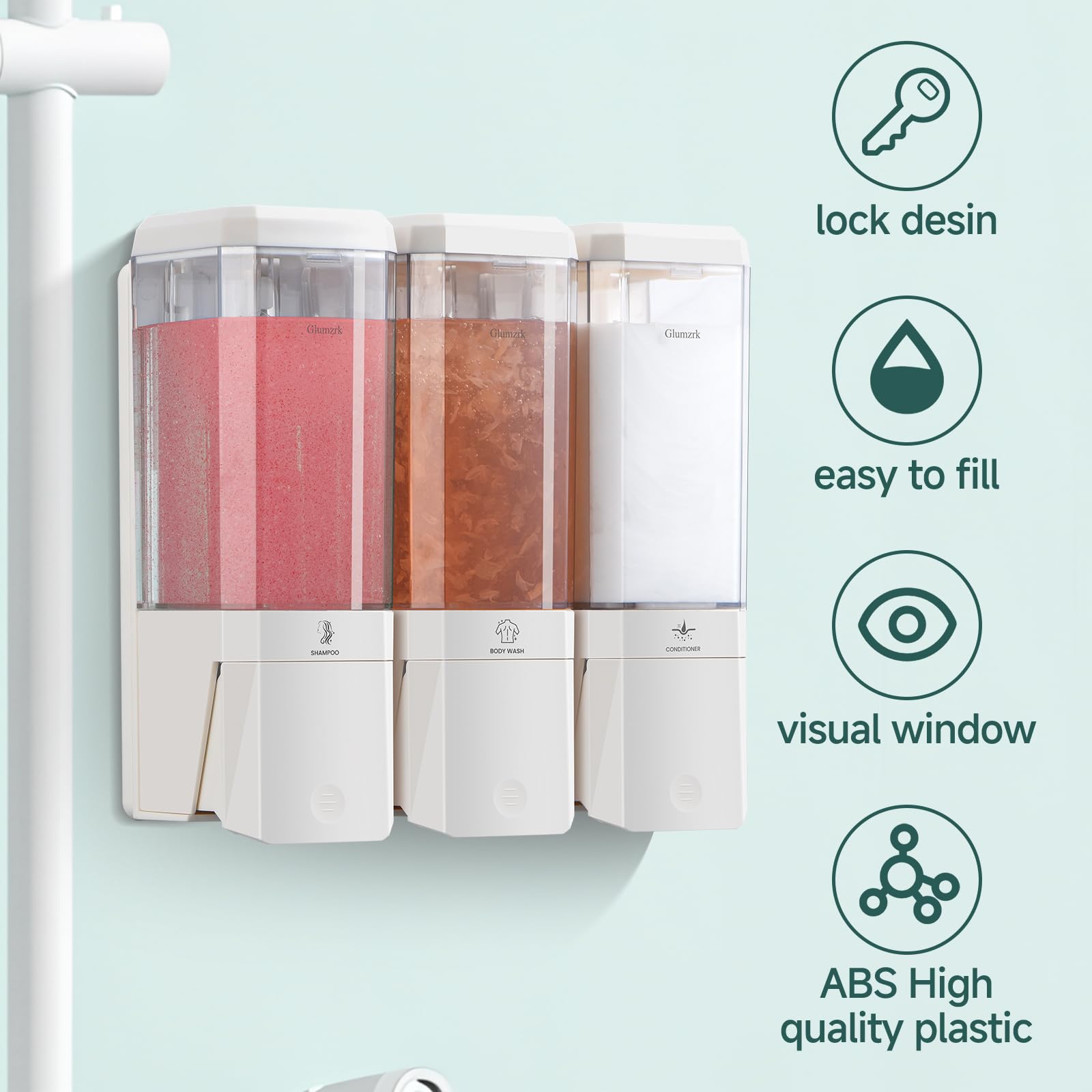 Glumzrk booster pump enables smooth conditioner dispensing.