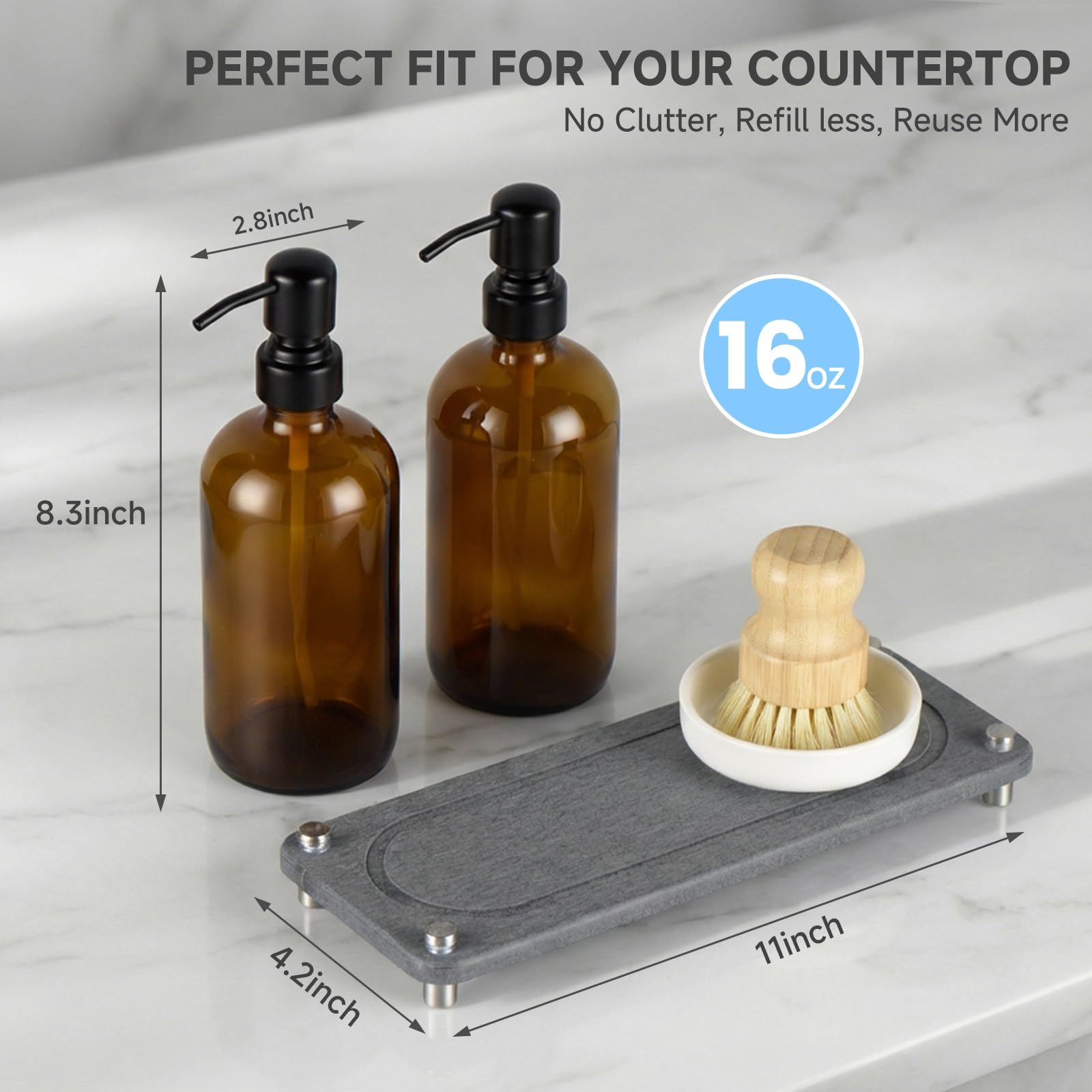 Ceramic holder keeps brushes organized and accessible in the kitchen or bath.