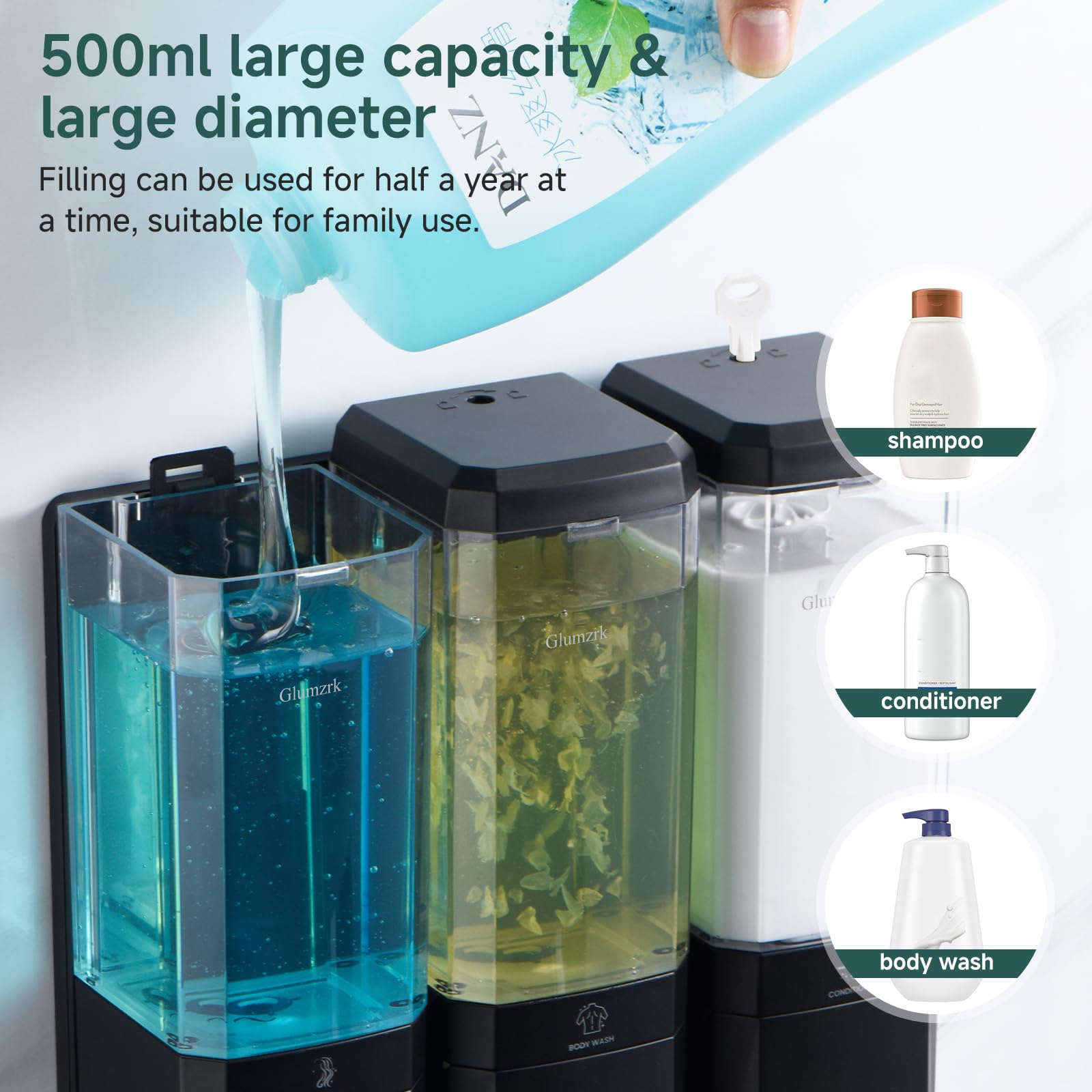 Glumzrk durable ABS plastic promises long-lasting shower dispenser performance