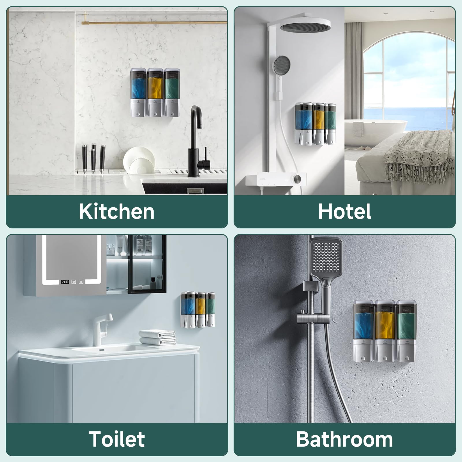 Glumzrk hotel bathroom setup showing premium dispenser in high-traffic environment