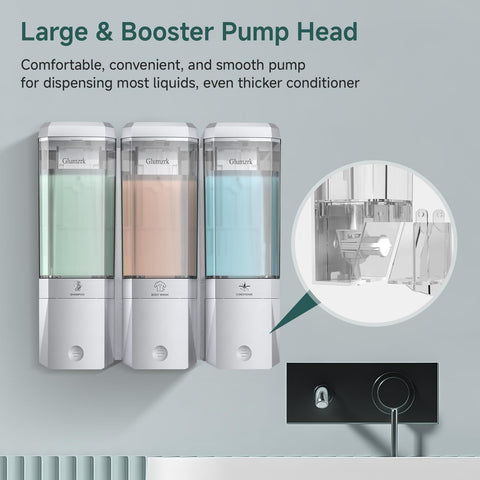 Glumzrk dispenser features a clear visibility window for liquid level.