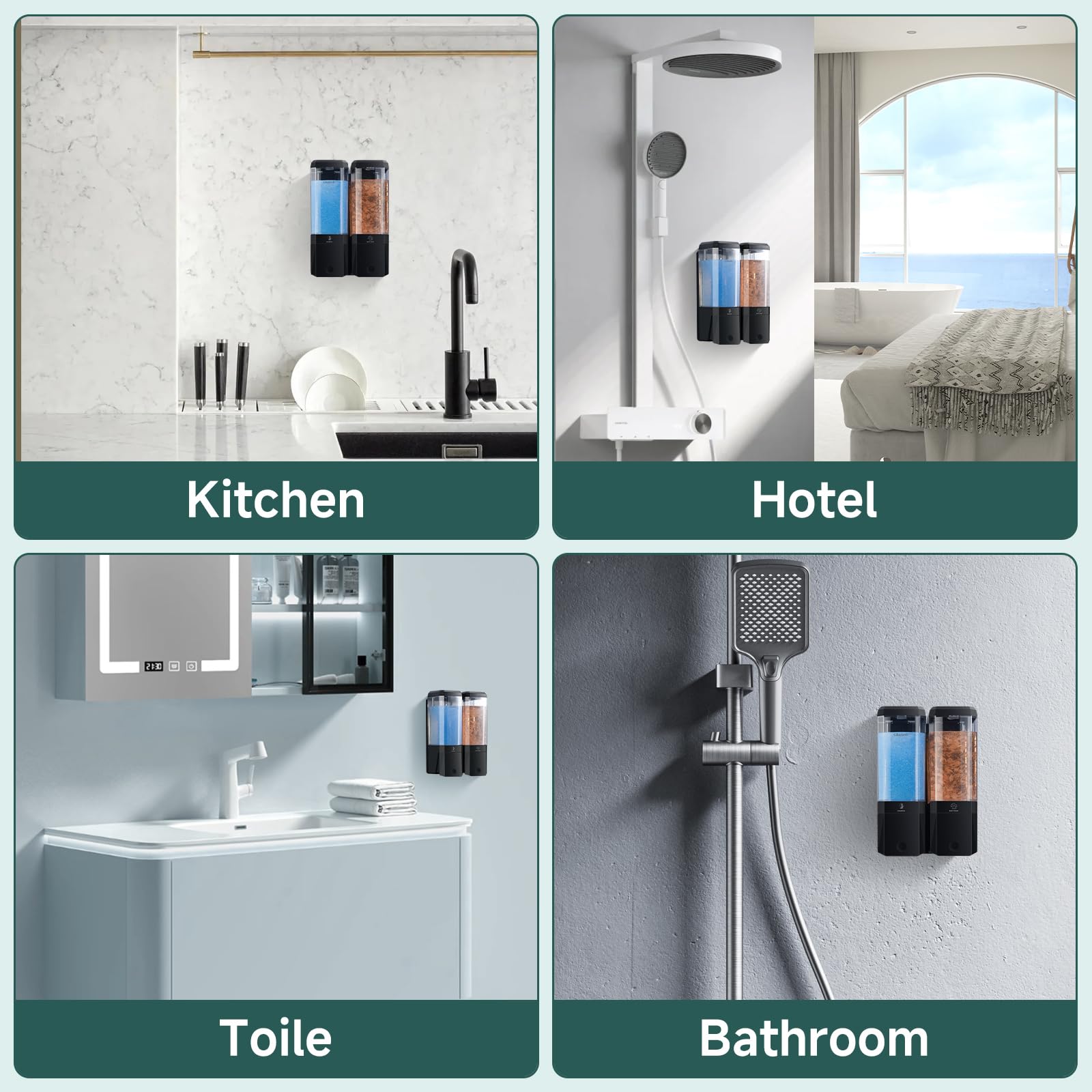 Glumzrk waterproof label clearly identifies liquids in the dispenser.