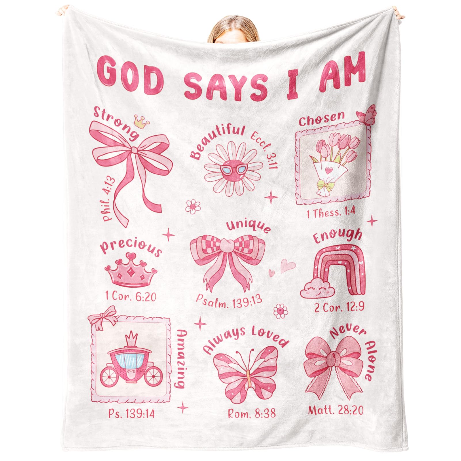 Glydein Baptism Blanket for girls with pink print, comforting keepsake for special occasions