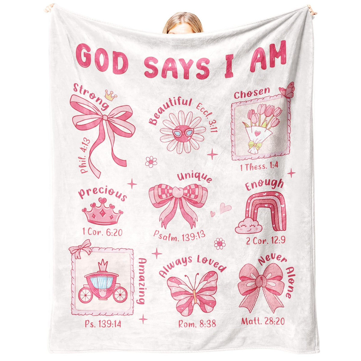 Glydein Baptism Blanket for girls with pink print, comforting keepsake for special occasions