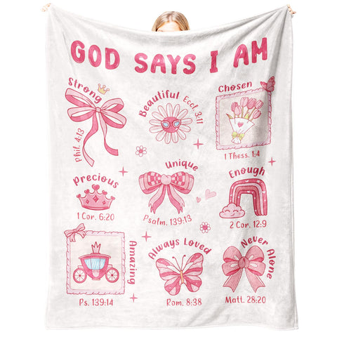Glydein Baptism Blanket for girls with pink print, comforting keepsake for special occasions