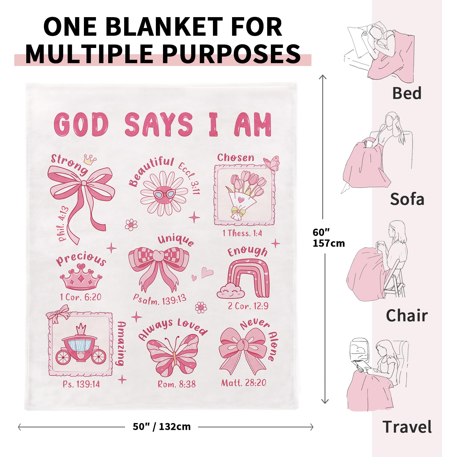 Glydein Bible Verse printed blanket design conveying faith and warmth