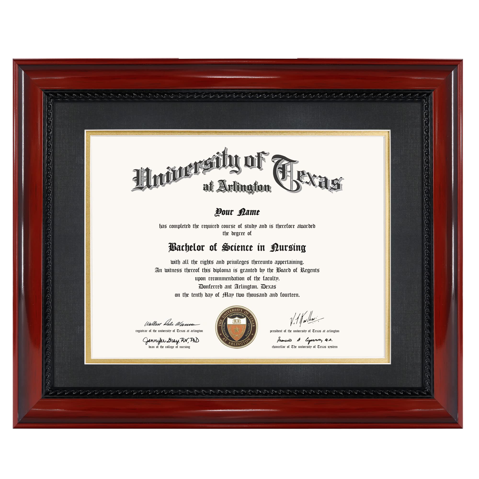 GMFrames diploma frame 8.5x11 with mat in cherry finish