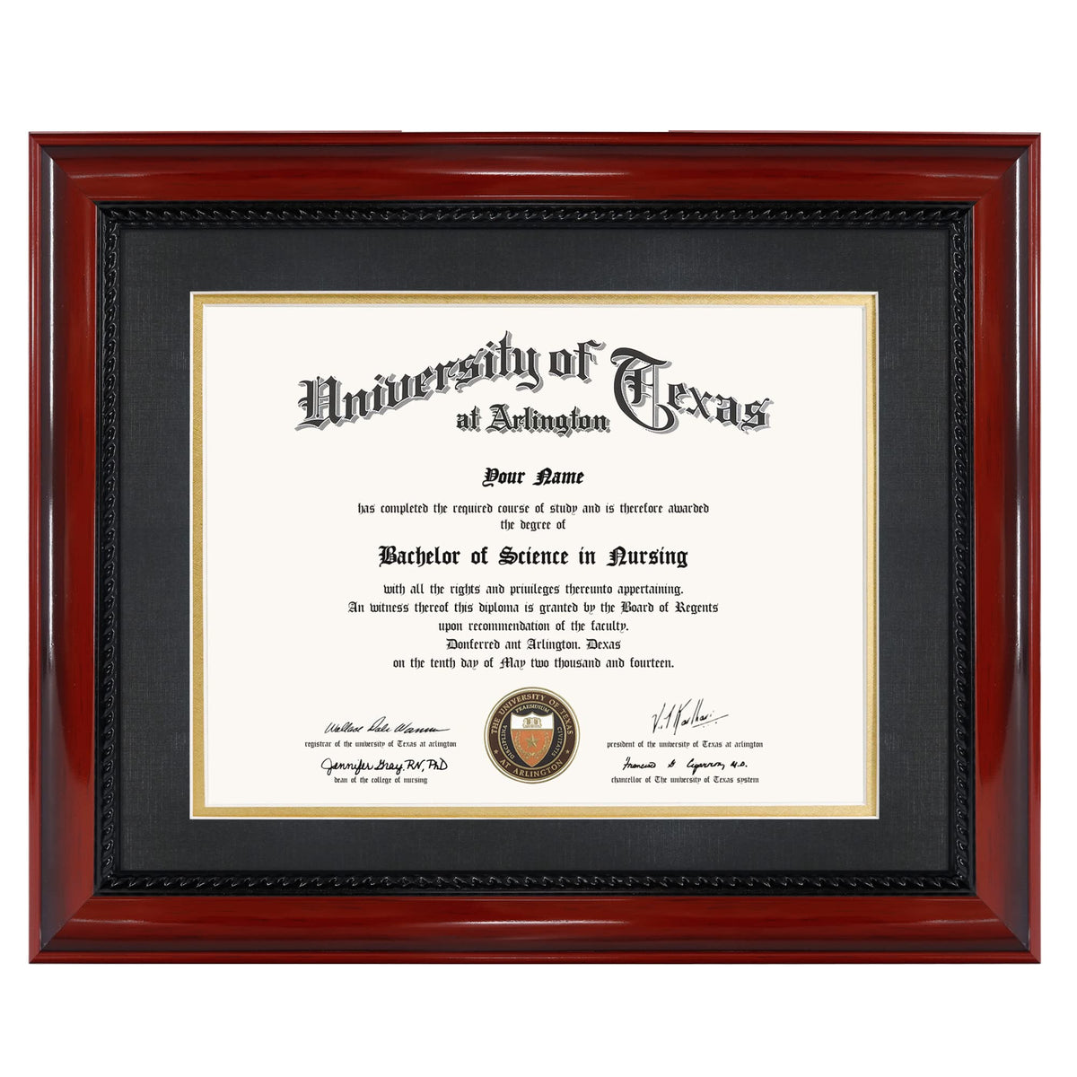 GMFrames diploma frame 8.5x11 with mat in cherry finish