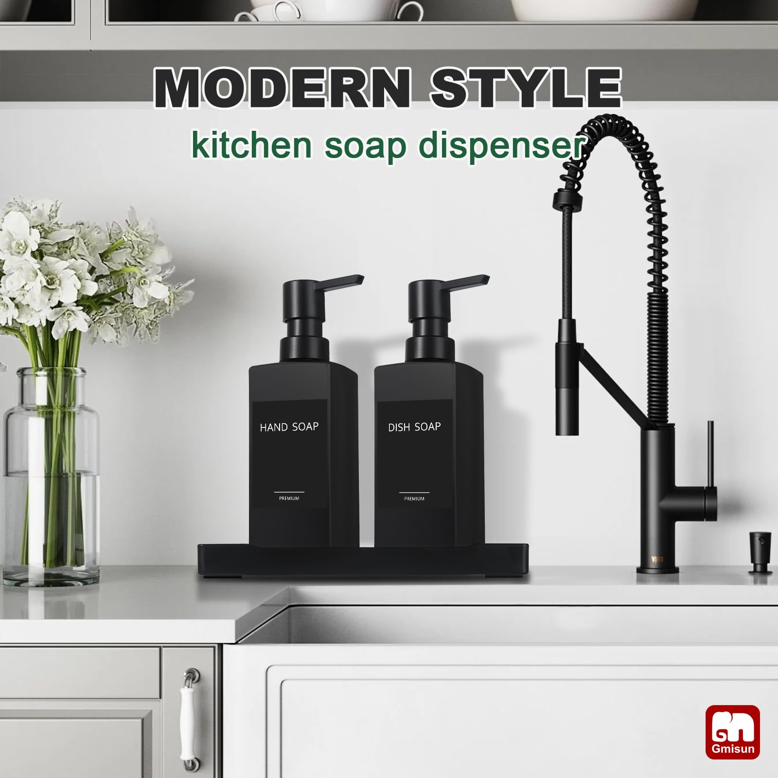 GMISUN 12oz glass dispenser with pump reduces refills during busy days.