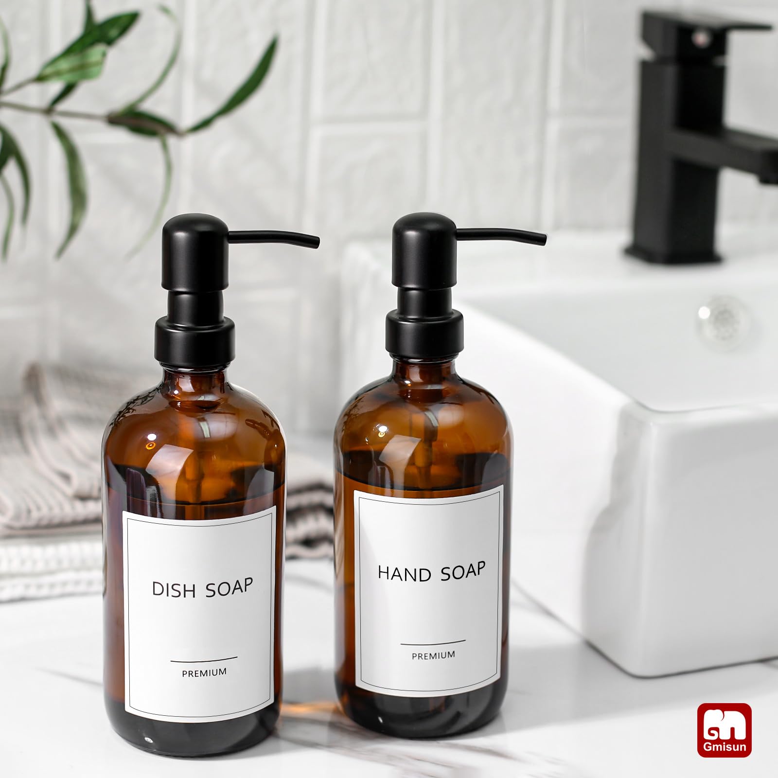 GMISUN thick amber glass emphasizes durability for daily hand or dish soap