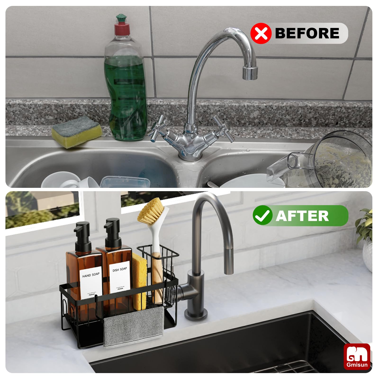 GMISUN compact glass dispenser set saves counter space.