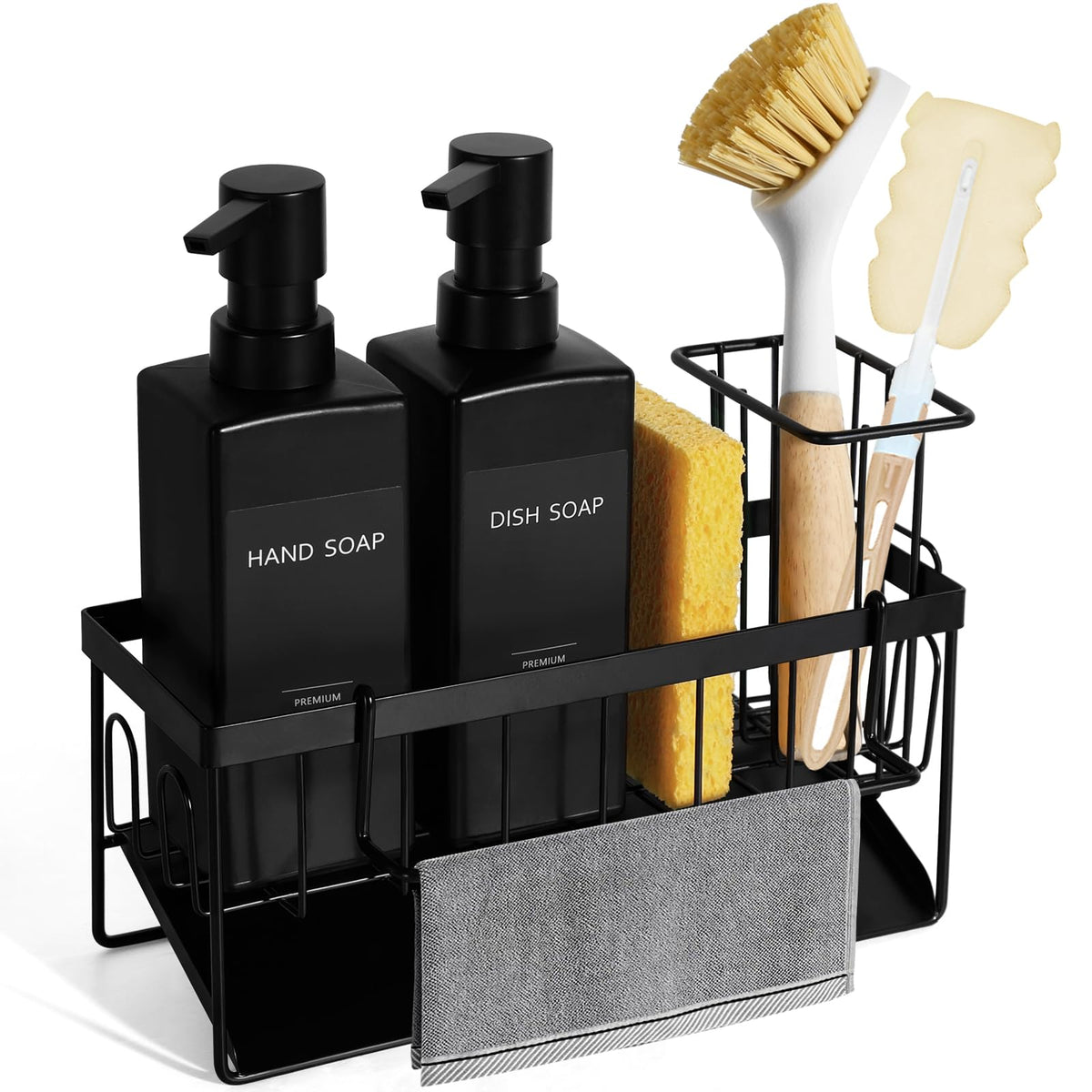GMISUN dish-dispenser square matte black setup for tidy counters and easy soap access.