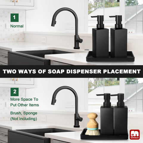 GMISUN dispenser tray with sponges keeps sink clutter under control.