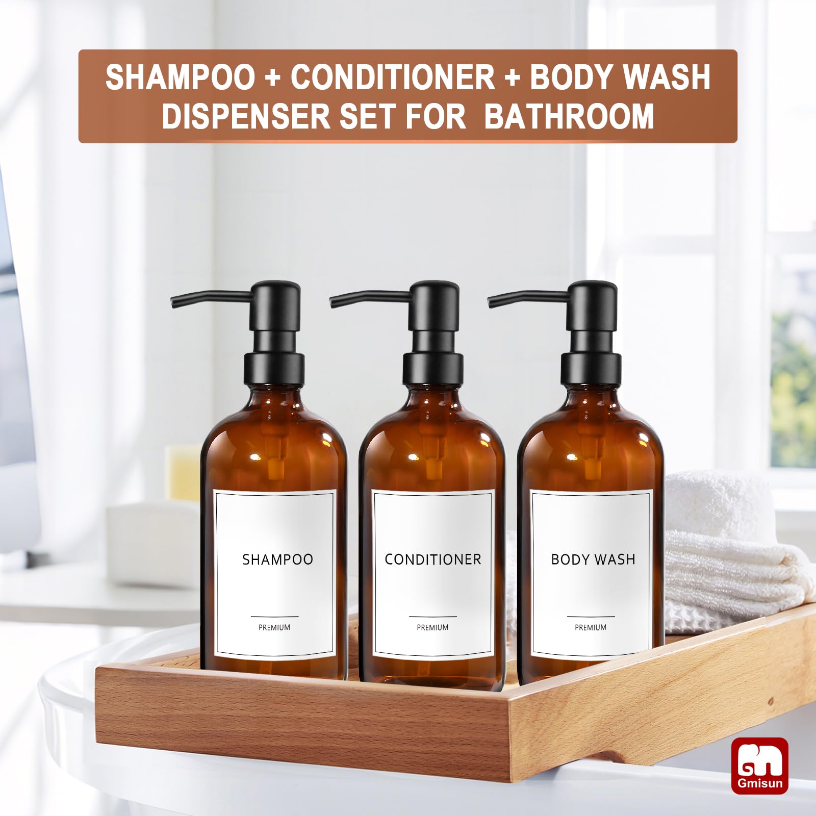 GMISUN filled dispensers ready for hand soap, dish soap, or lotion