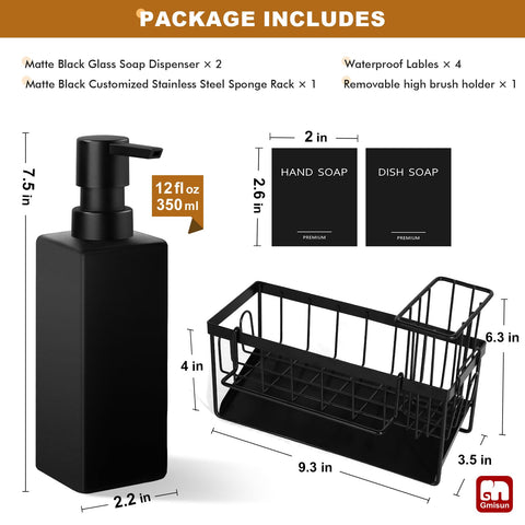 GMISUN label stickers help organize soap and scrub tools on the rack.