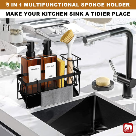 GMISUN sponge holder with automatic drainage keeps sink area dry.