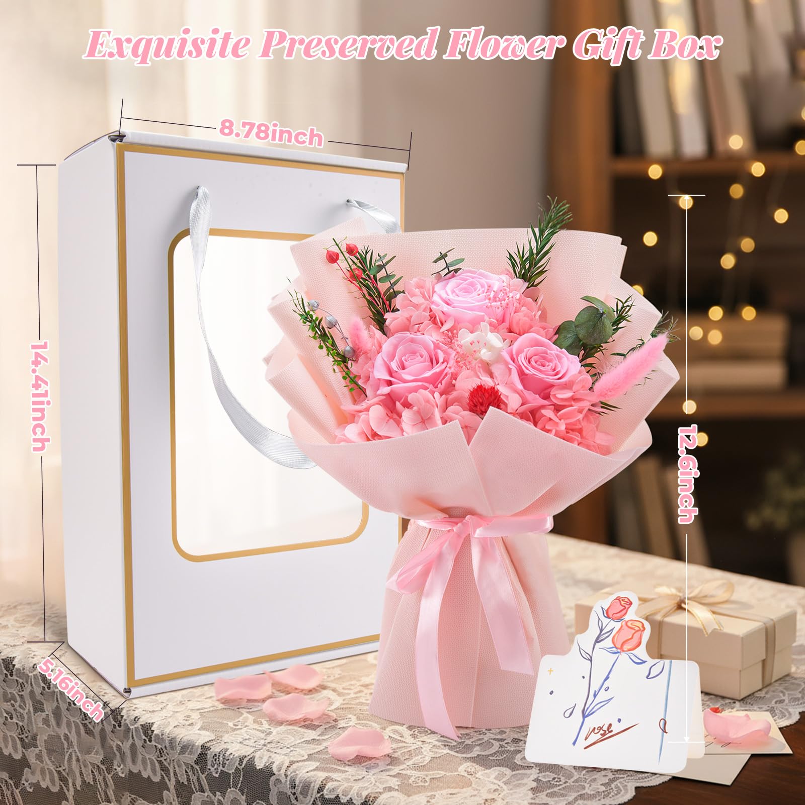 Gnifot gift box bouquet arrives ready to gift with a blank card