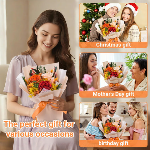 Gnifot preserved flowers bouquet gift for women, moms, and friends.
