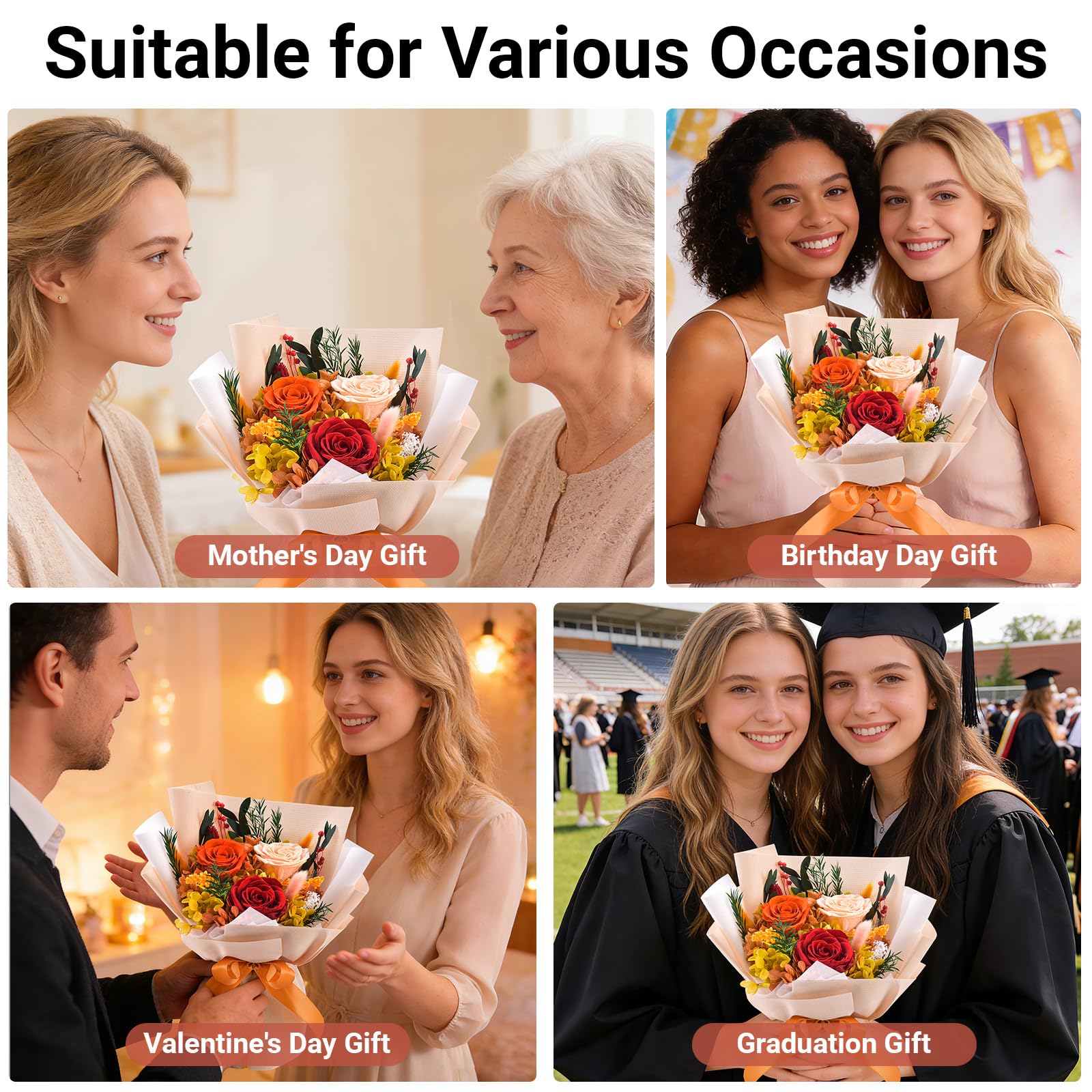 Gnifot preserved flowers bouquet home decor with subtle texture and color year-round.