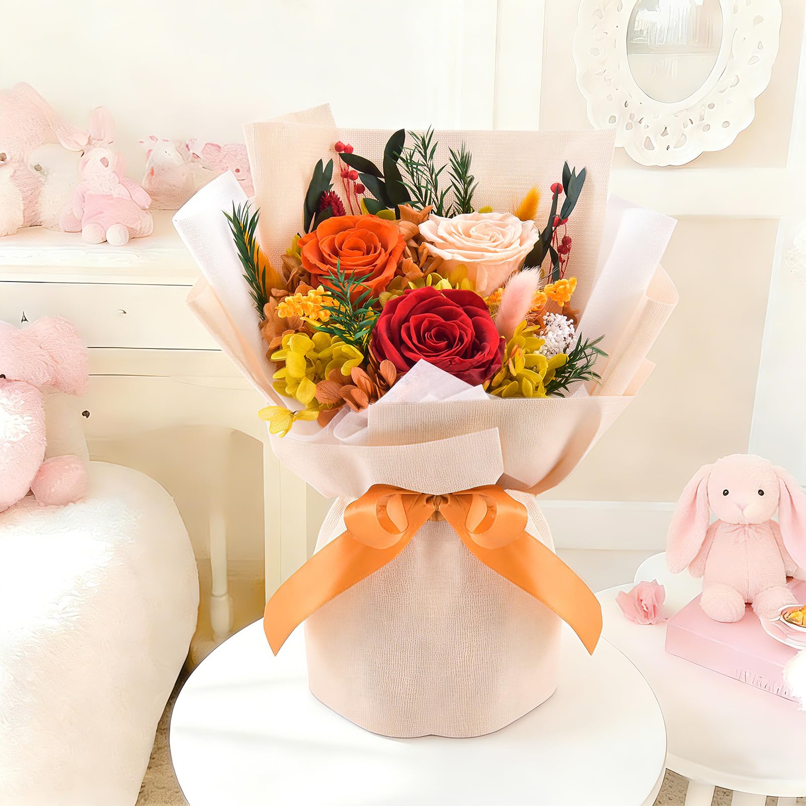 Gnifot preserved flowers bouquet luxury centerpiece elevating dining and living spaces.