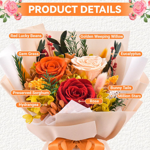 Gnifot preserved flowers bouquet premium gift box arriving ready to gift.