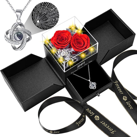 Gnifot preserved rose necklace gift box, a timeless keepsake for anniversaries and special occasions