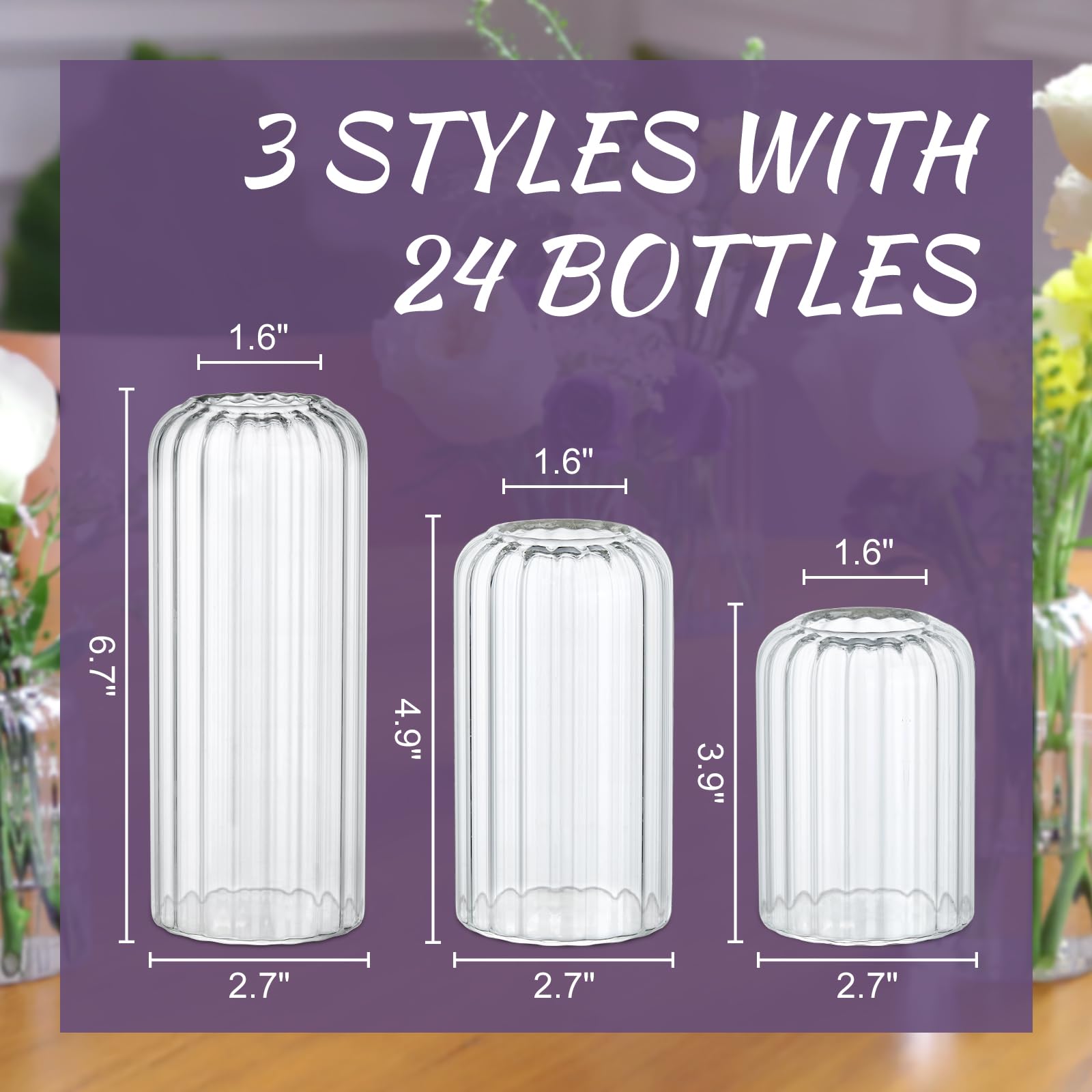 GNILLKO ribbed glass bud vase 4.9 inches ideal for mid-height arrangements.