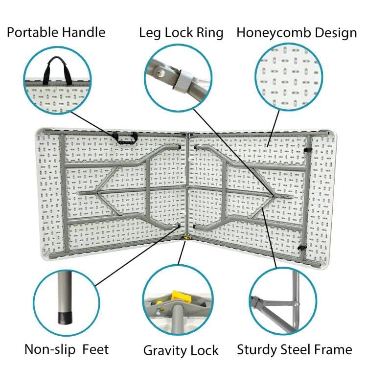 Go-Trio 6ft table with honeycomb panel supports heavy loads reliably.