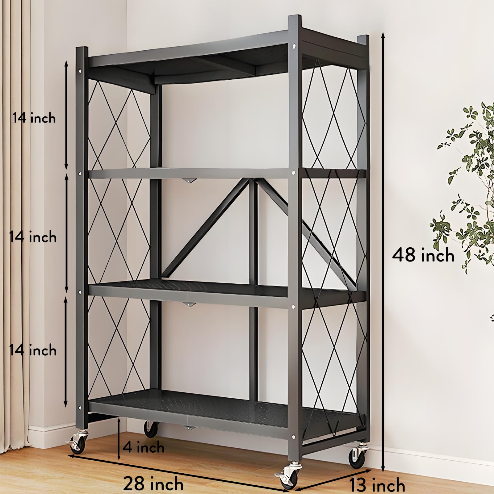 GOARLPEY metal shelves 4-tier sturdy construction for heavy tools and appliances