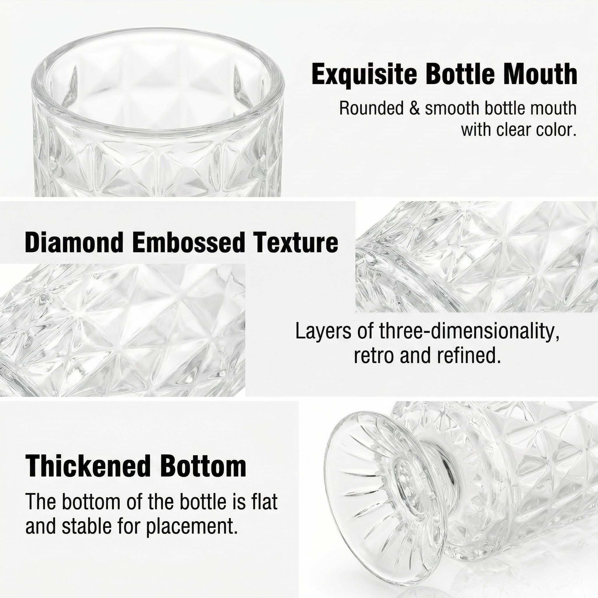 Goaste embossed vase 7-inch dense base ensures stable arrangements.