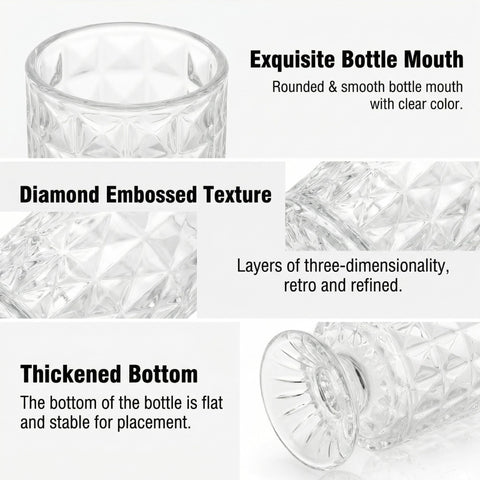 Goaste embossed vase 7-inch dense base ensures stable arrangements.