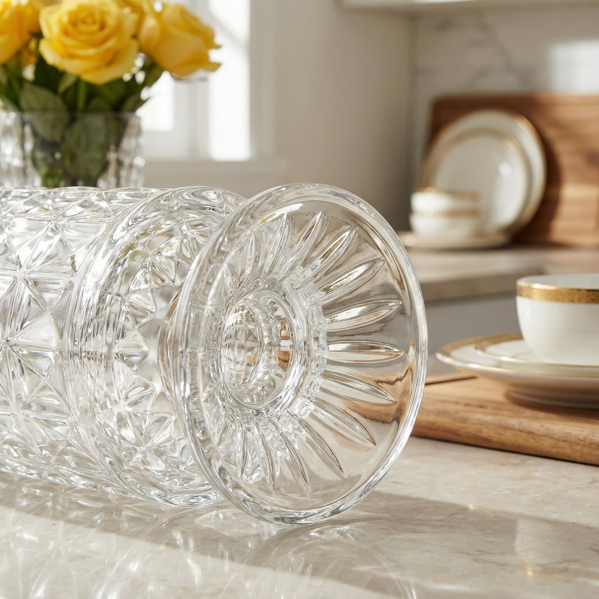 Goaste embossed vase 7-inch detailed ribbed design enhances décor.