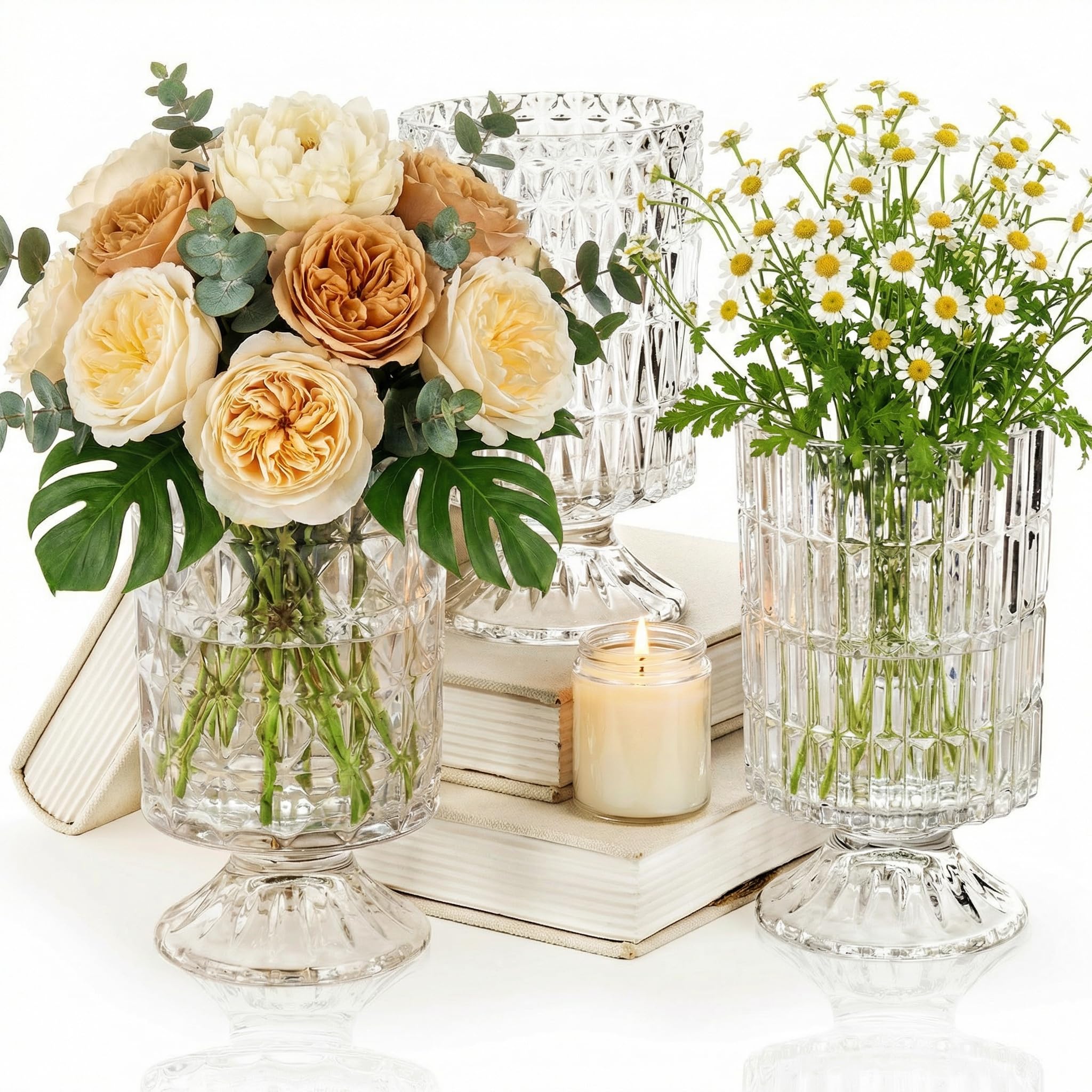 Goaste embossed vase 7-inch front view for elegant table centerpieces.