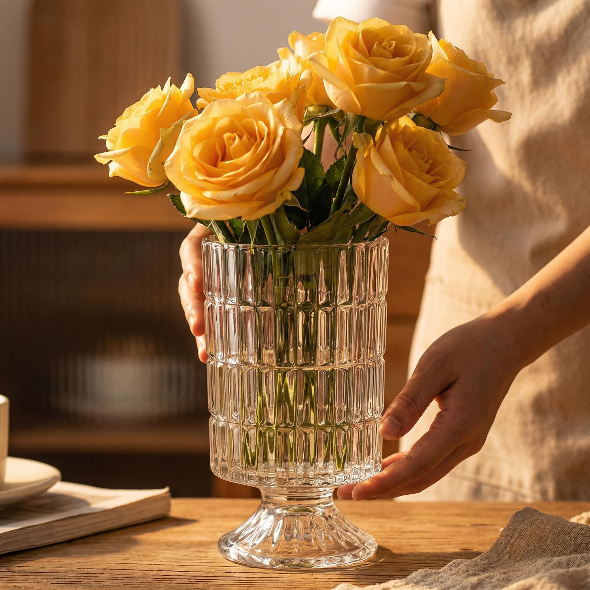 Goaste embossed vase 7-inch versatile occasions for weddings and home.