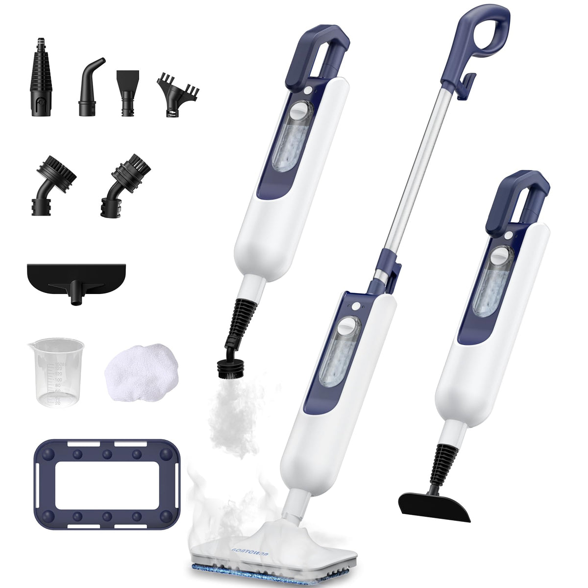 GOATCLEAN 11-in-1 steam mop attachments for whole-home cleaning without chemicals.