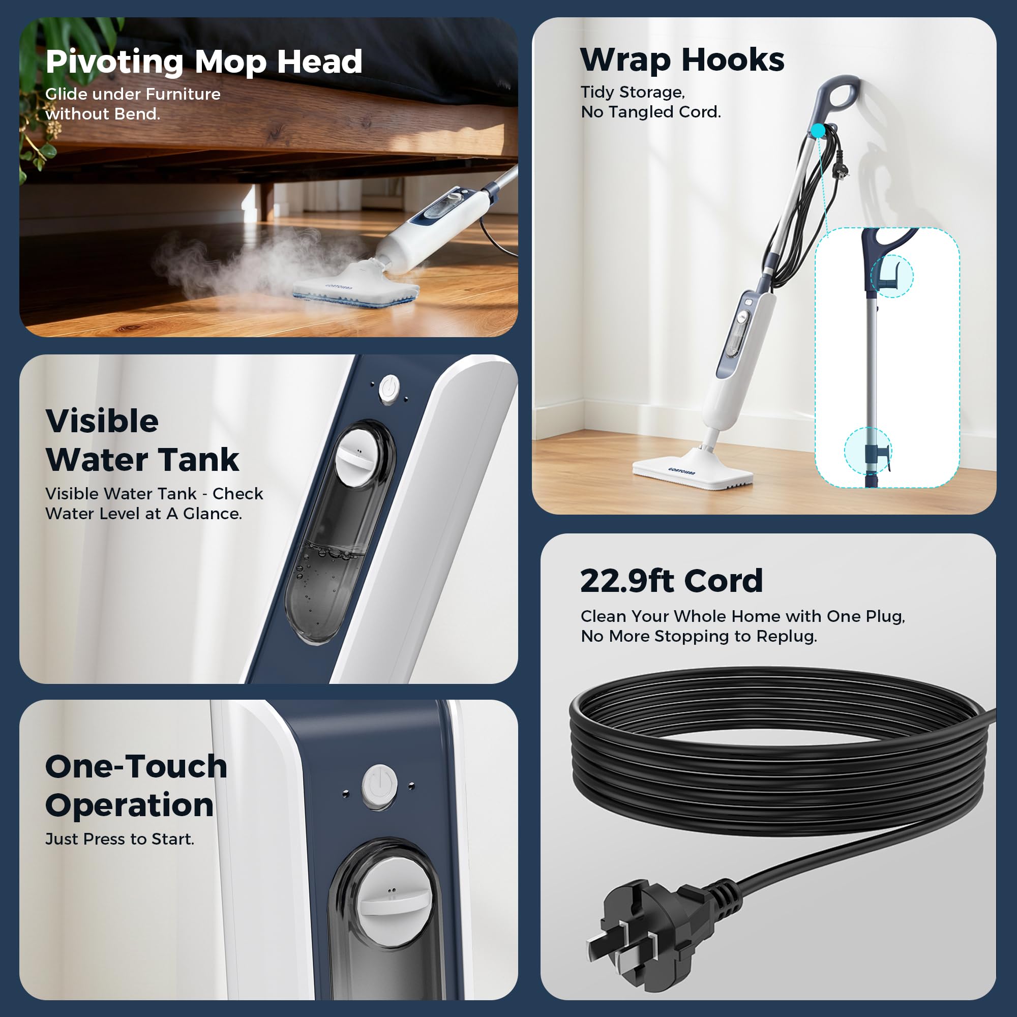 GOATCLEAN detachable handheld steamer for closets, car interiors, and upholstery.