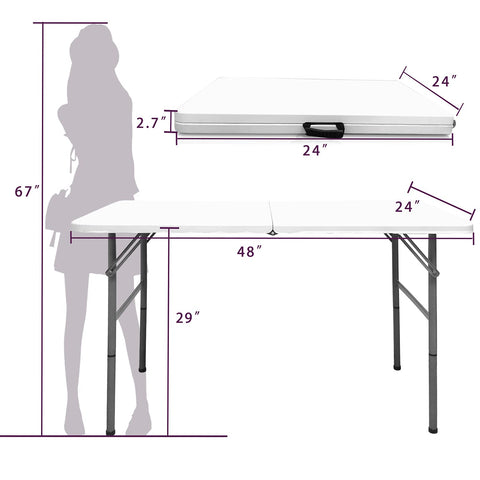 Gocamptoo table with handle enables easy transport for outdoor events.